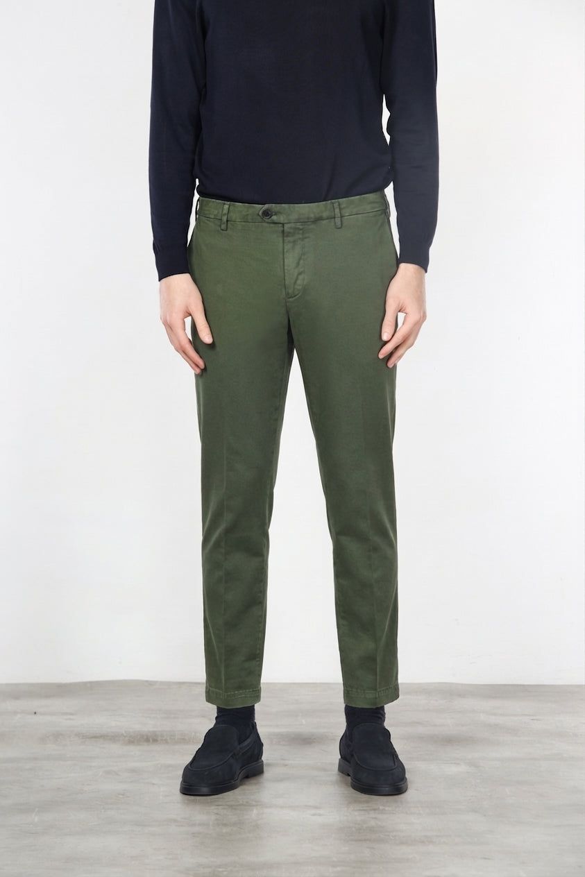 New York pantalone chino uomo in gabardina cotone e lana regular fit