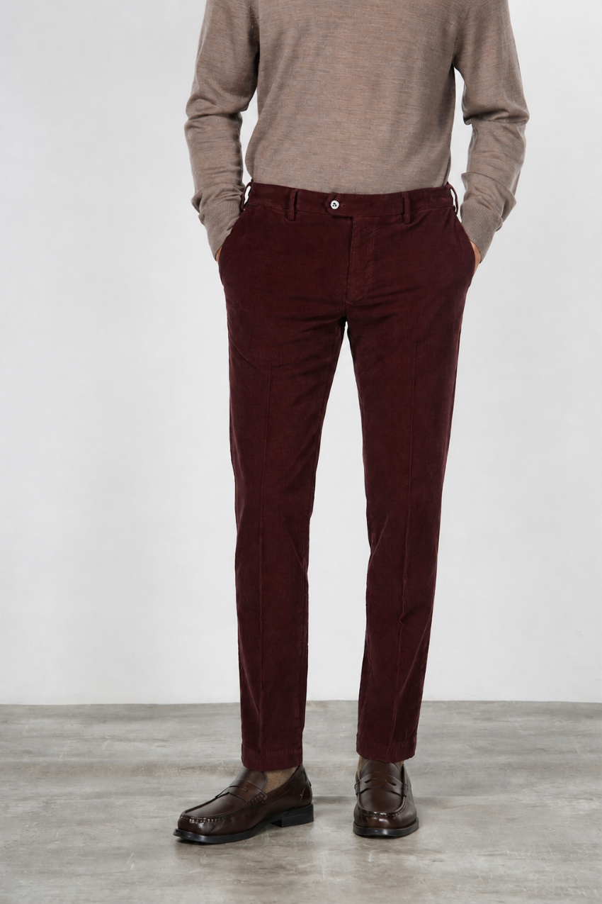 New York pantalone chino uomo in velluto 2000 righe stretch regular fit ①