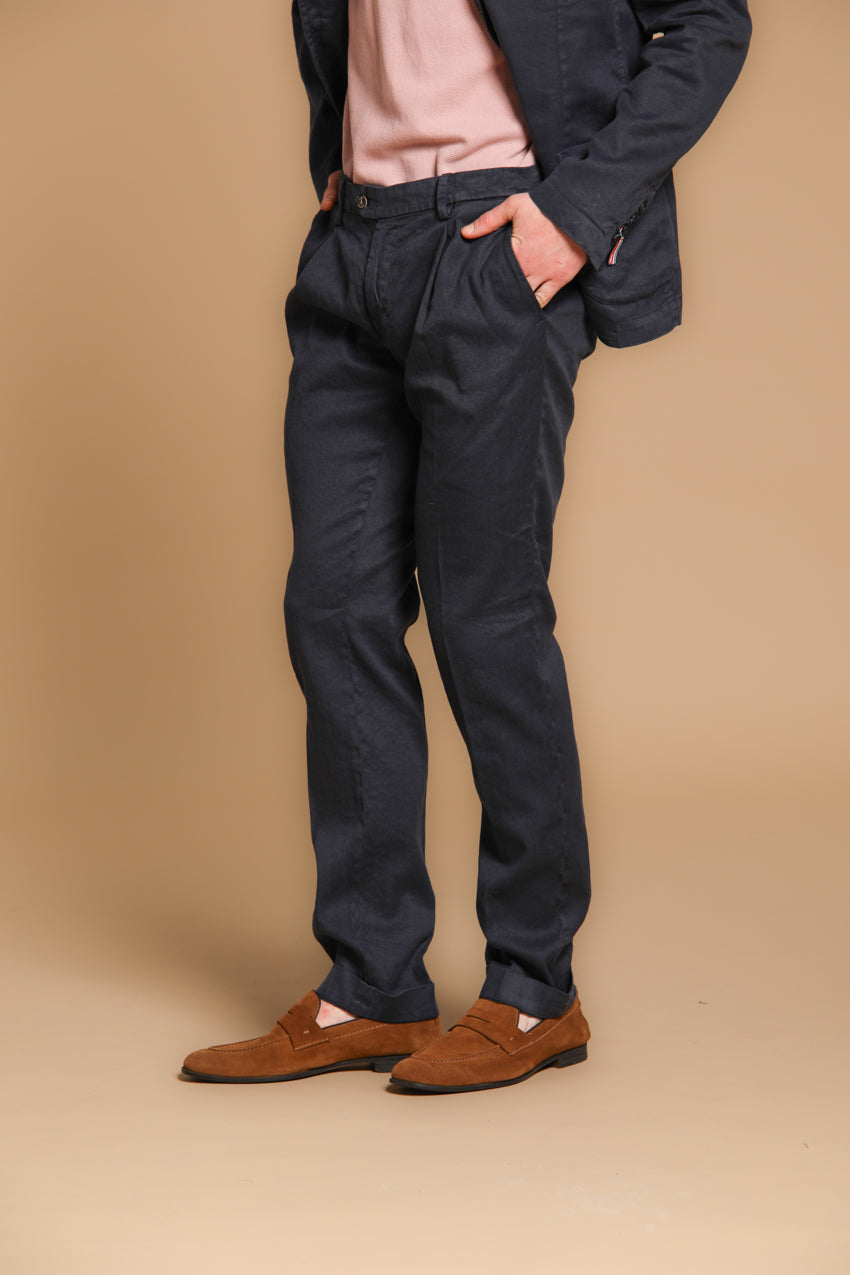 New York Time 1 Pinces Herren Chino Hose aus Leinen- und Baumwoll-Twill Regular Fit