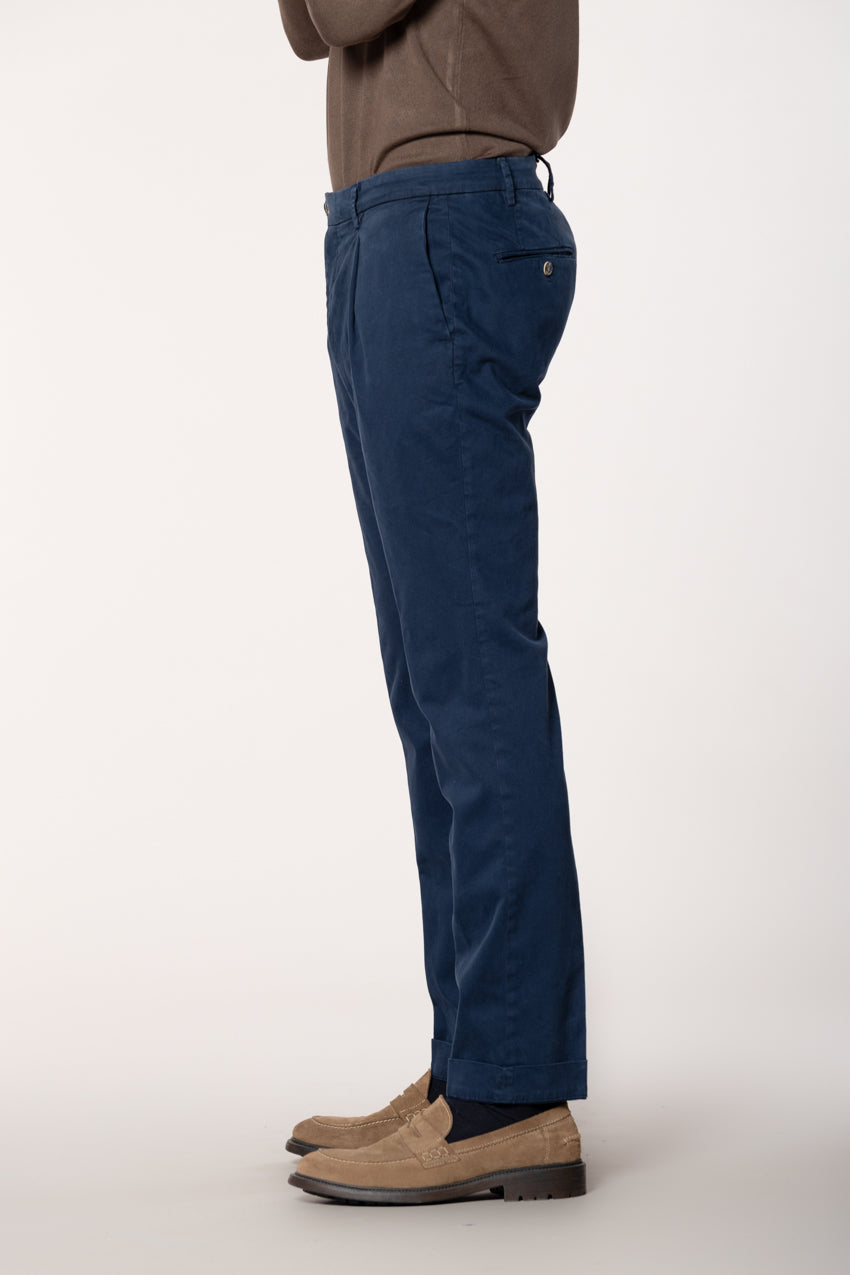 New York Time 1 Pinces pantalone chino uomo in gabardina regular fit