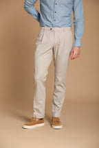 New York Time 1 Pinces pantalone chino uomo in canvas di cotone supima stretch regular fit