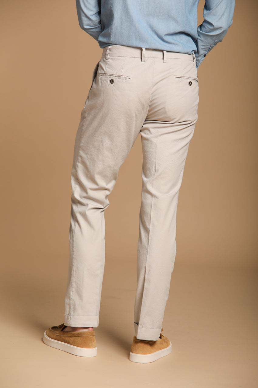 New York Time 1 Pinces pantalone chino uomo in canvas di cotone supima stretch regular fit