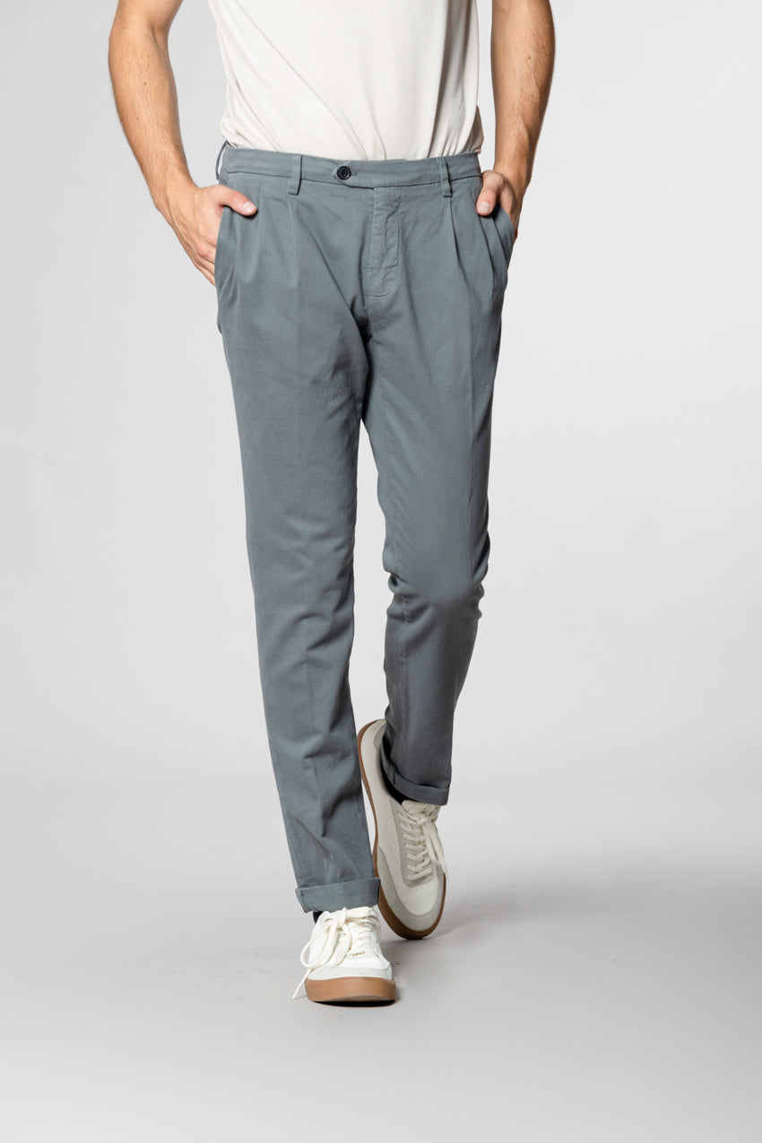 New York Time 2 Pinces pantalone chino uomo in cotone lana regular fit