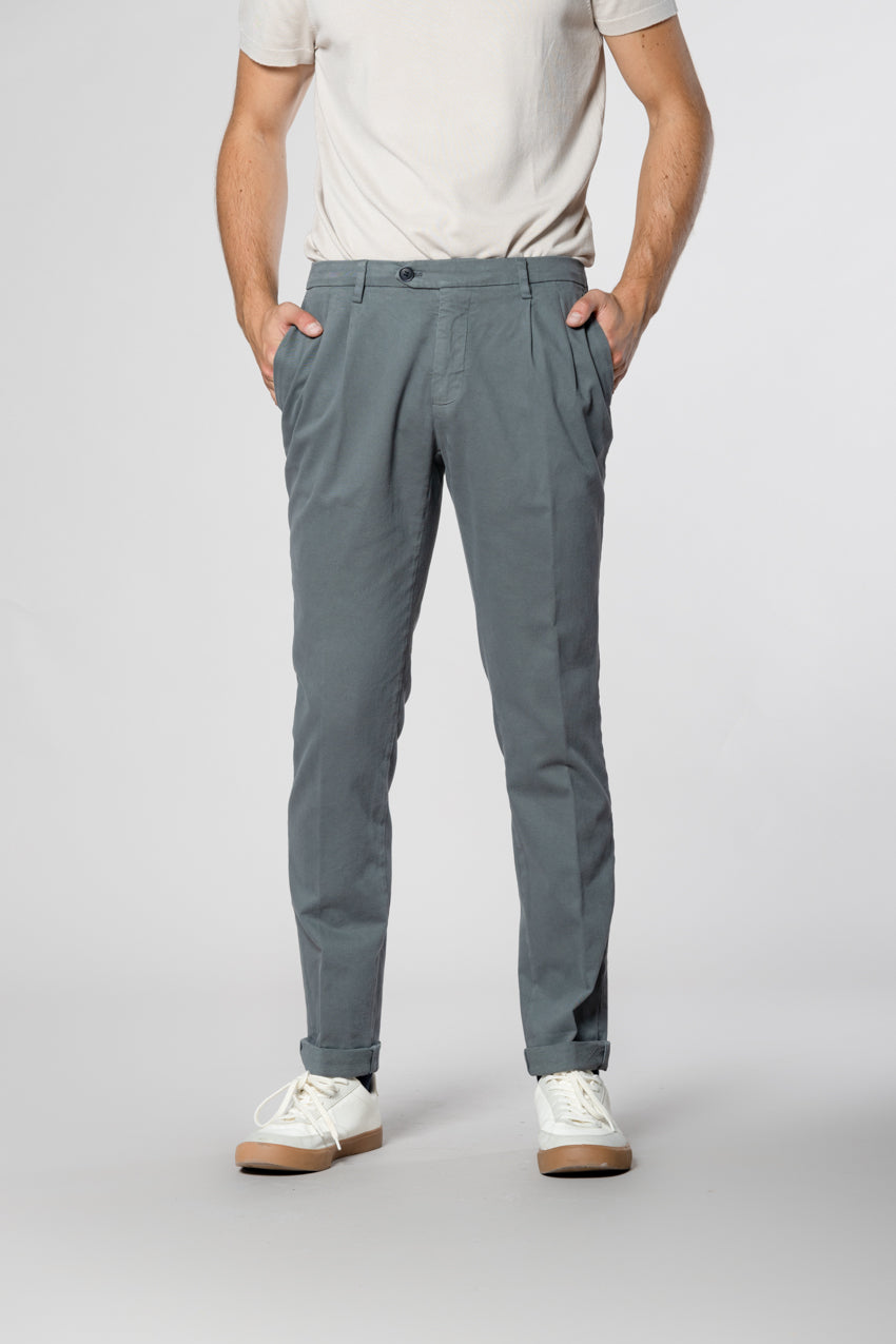 New York Time 2 Pinces pantalone chino uomo in cotone lana regular fit
