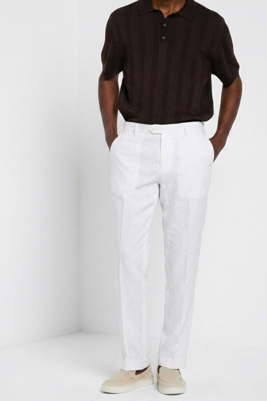 New York Icon Flex pantalone chino uomo in twill lino e cotone regular fit