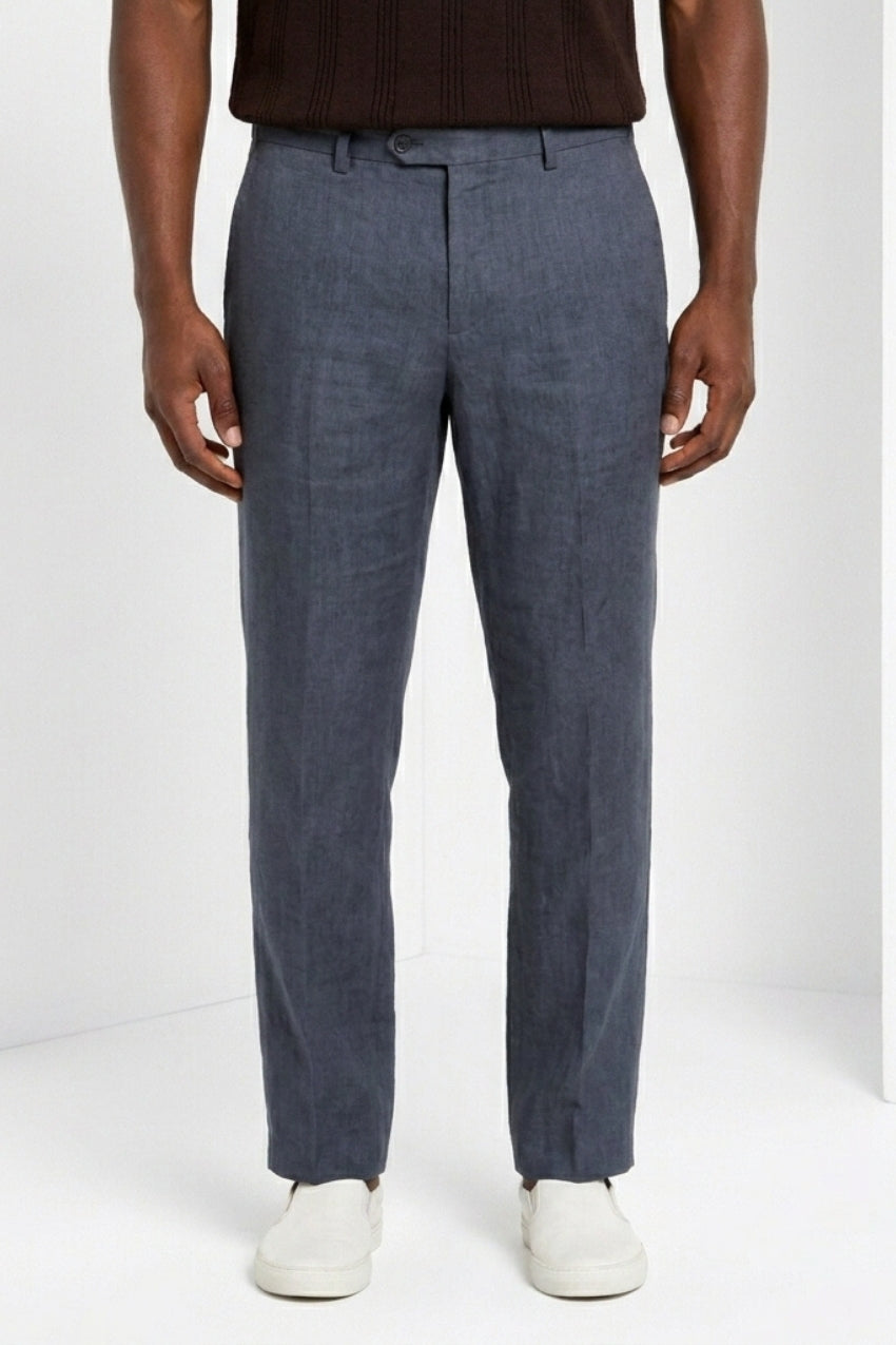 New York Icon Flex pantalone chino uomo in twill lino e cotone regular fit