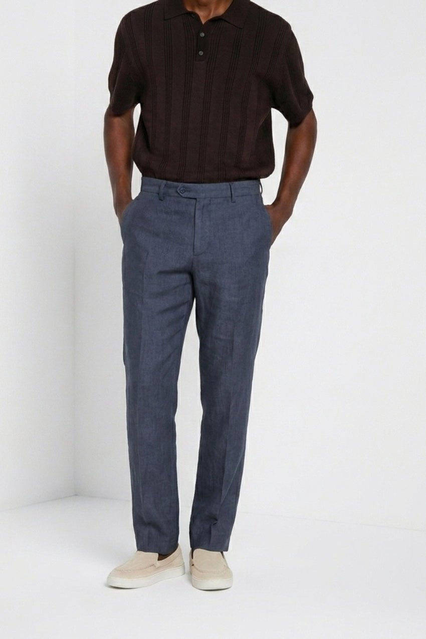 New York Icon Flex pantalone chino uomo in twill lino e cotone regular fit
