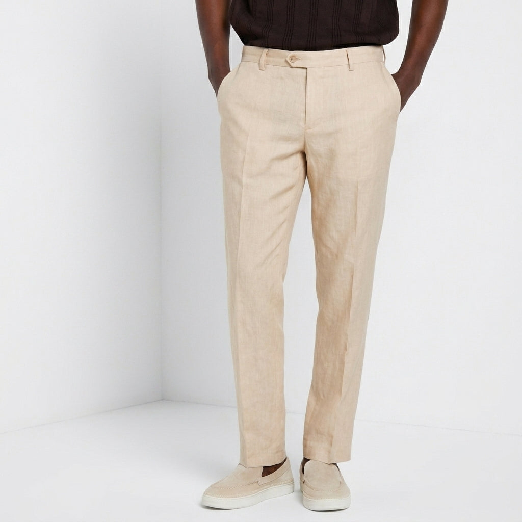 New York Icon Flex pantalone chino uomo in twill lino e cotone regular fit