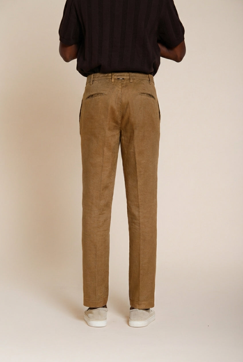 New York Icon Flex pantalone chino uomo in twill lino e cotone regular fit