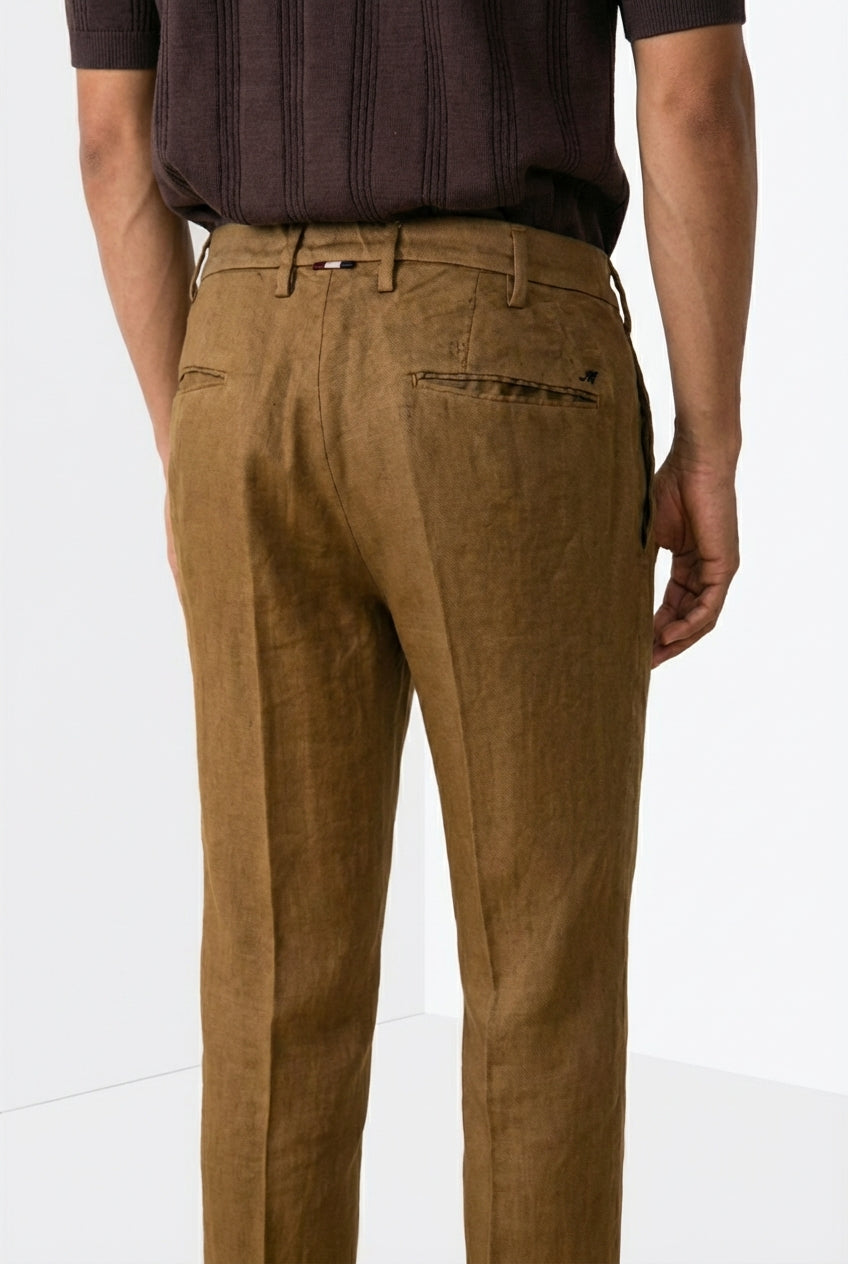 New York Icon Flex pantalone chino uomo in twill lino e cotone regular fit