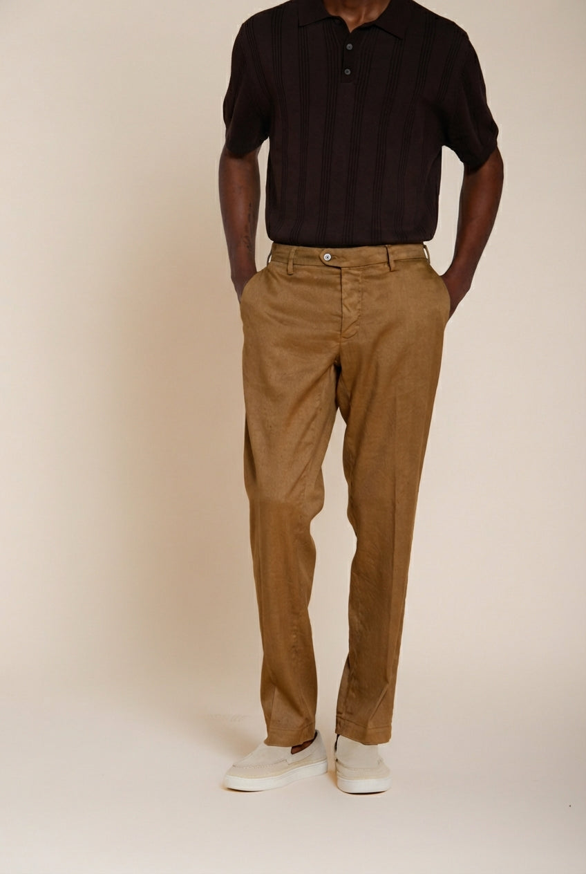 New York Icon Flex pantalone chino uomo in twill lino e cotone regular fit