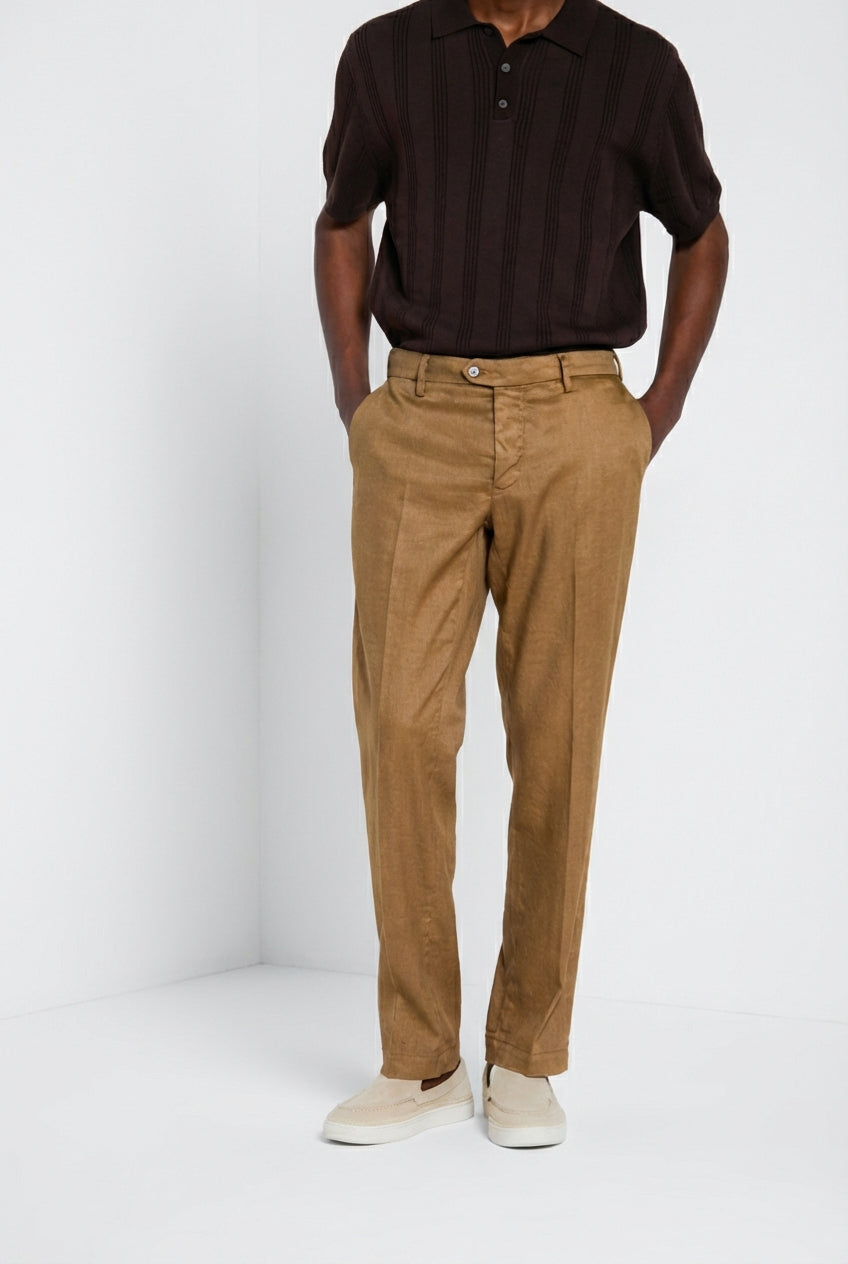 New York Icon Flex pantalone chino uomo in twill lino e cotone regular fit