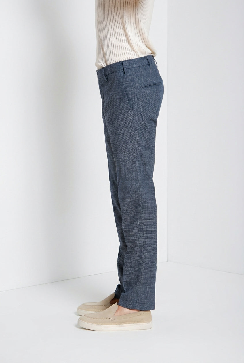 New York pantalone chino uomo in microfantasia pied de poule tinto filo regular fit