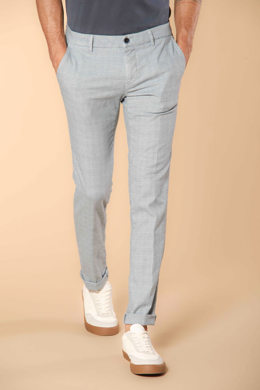 Milano Herren Chino-Hose aus mouliné Baumwolle im Galles-Muster Extra Slim Fit