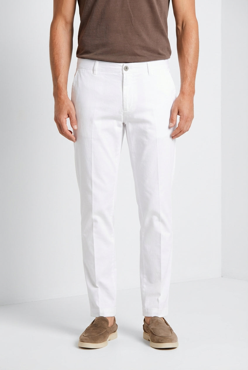 Milano pantalone chino uomo in gabardina stretch extra slim fit ①