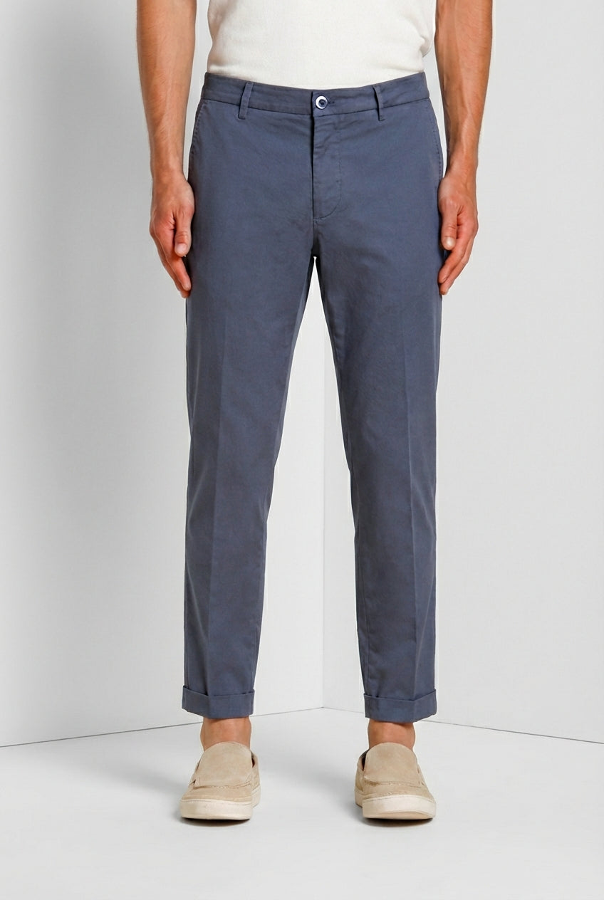 Milano pantalone chino uomo in gabardina stretch extra slim fit ①