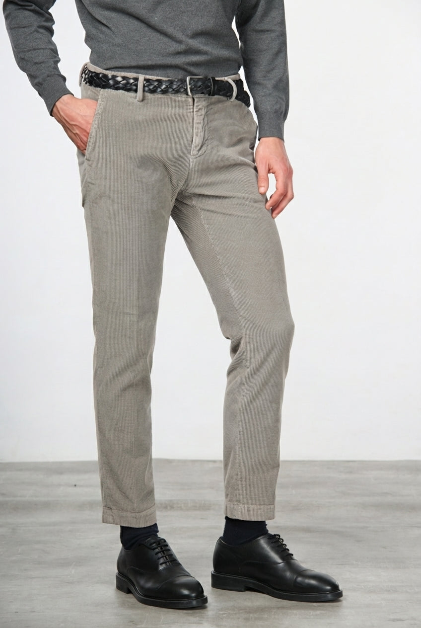Milano pantalone chino uomo in velluto 500 righe extra slim fit ①