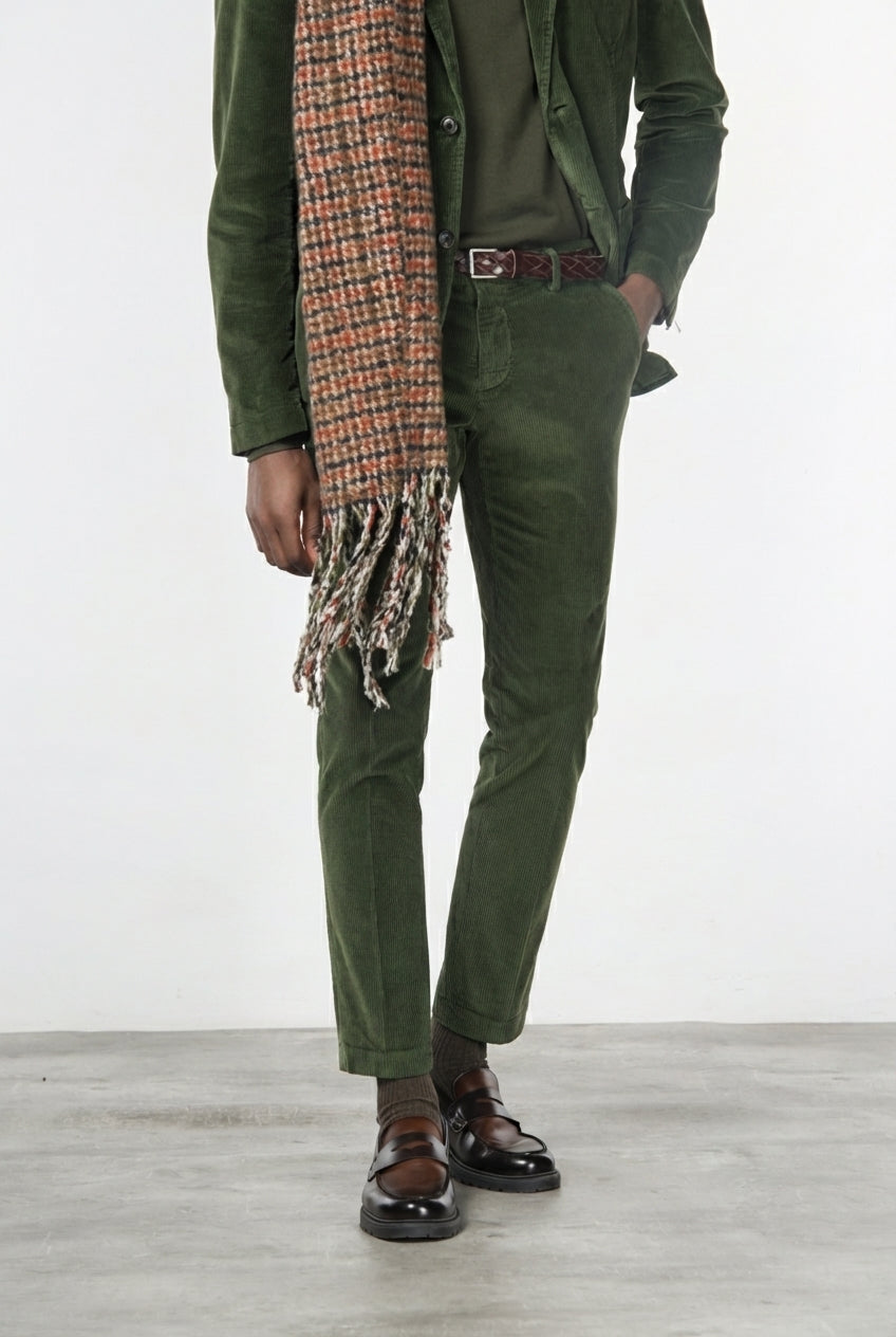 Milano pantalone chino uomo in velluto 500 righe extra slim fit ①