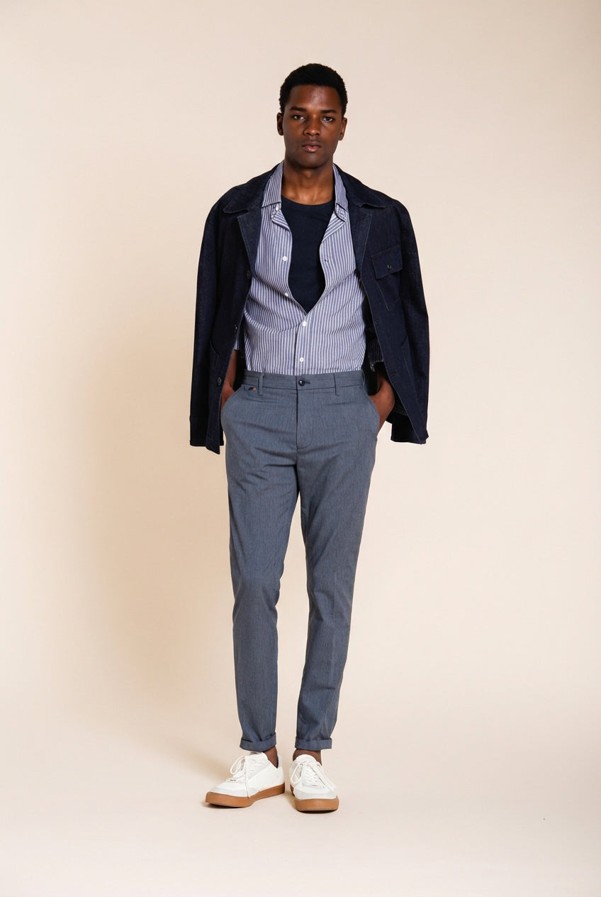 Osaka pantalone chino uomo in gessato fine carrot fit