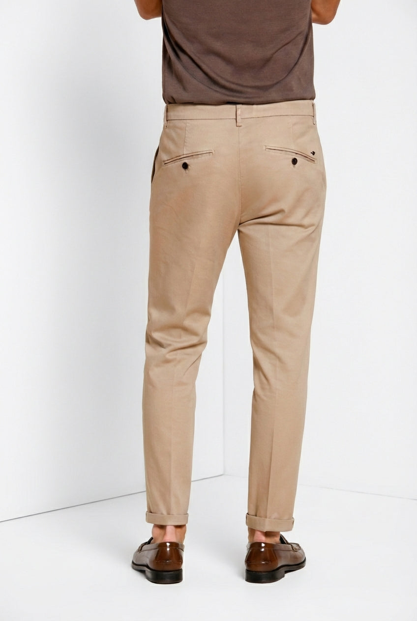 Osaka Herren Chino Hose in feiner Tricotine aus Baumwolle und Lyocell carrot fit