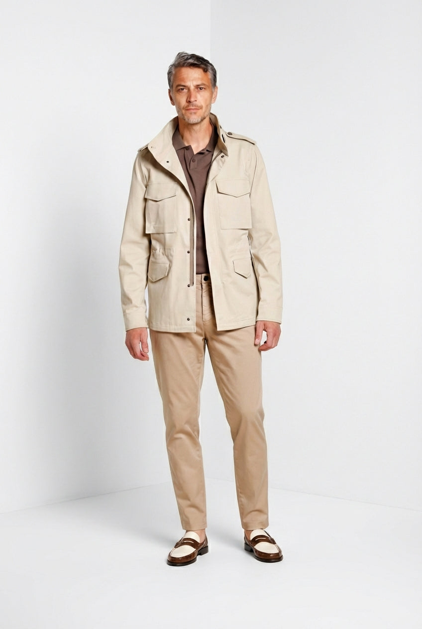 Osaka Herren Chino Hose in feiner Tricotine aus Baumwolle und Lyocell carrot fit