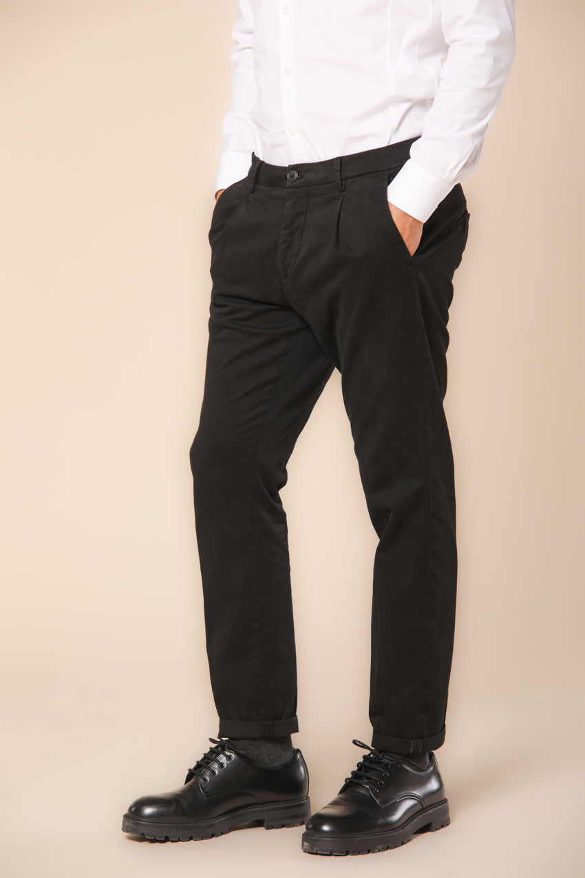 Osaka 1 Pinces Herren Chino-Hose aus Baumwolle Stretch Carrot Fit