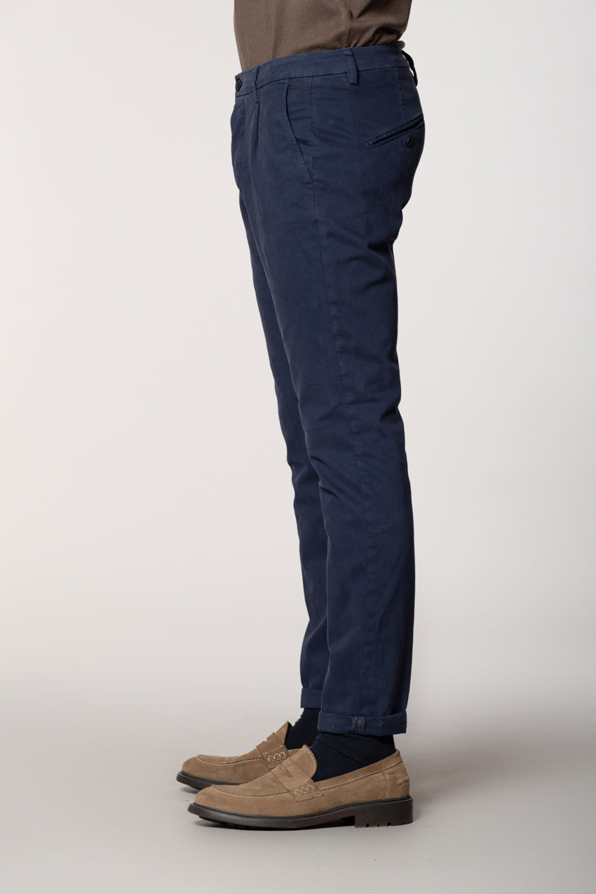 Osaka 1 Pinces pantaloni chino uomo in cotone lana carrot fit
