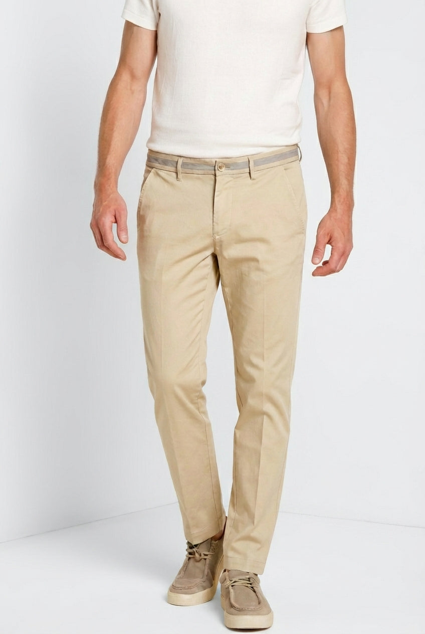 Torino University pantalone chino uomo in raso stretch slim fit