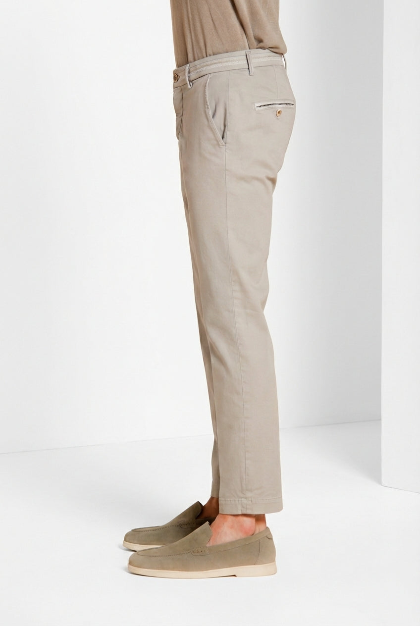 Torino Elegance pantalone chino uomo in tricotina fine di cotone e lyocell slim fit