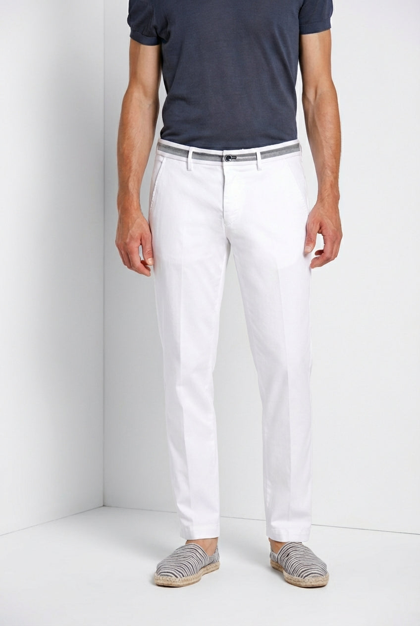 Torino Elegance pantalone chino uomo in tricotina fine di cotone e lyocell slim fit