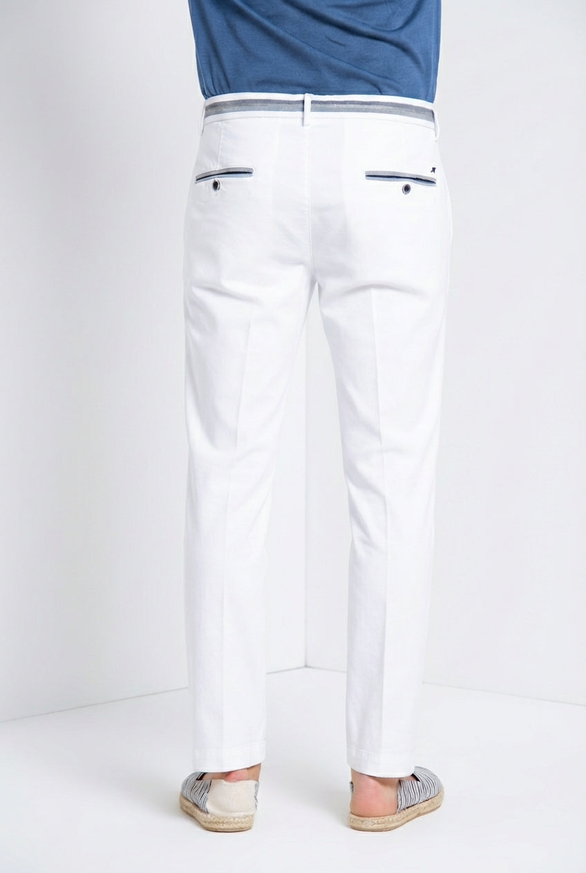 Torino Elegance pantalone chino uomo in tricotina fine di cotone e lyocell slim fit