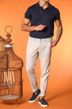 Torino Herren-Chinohose aus Baumwoll-Leinen-Twill Slim Fit