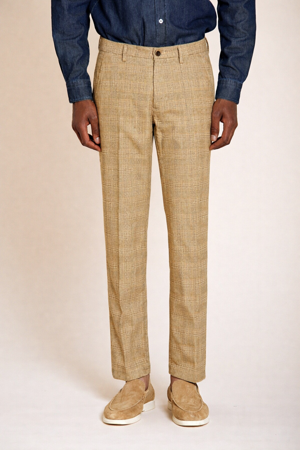 Torino Herren Chinohose Glencheck-Muster mit dunklem Garn slim fit