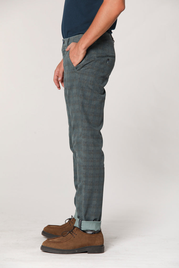 Torino Style Herren Chino aus Gabardine mit meliertem Glencheck-Muster in Slim-Fit
