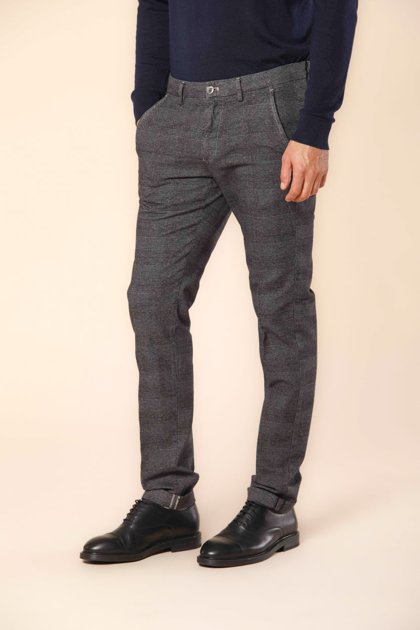 Torino Herren Chino-Hose aus Baumwolle Stretch mit schattiertem Rahmenmuster Slim Fit