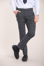 Foto 1 Torino pantalone chino uomo in cotone stretch con fantasia galles sfumato slim fit