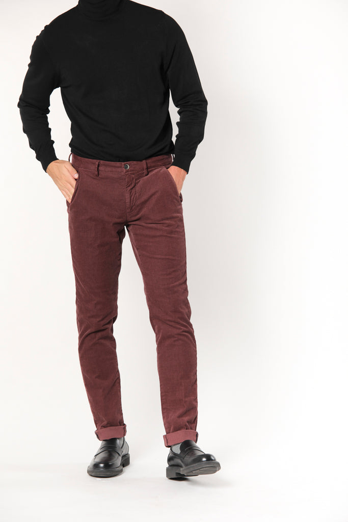 Torino Style Herren Chino Hose aus 1500-Streifen-Samt Slim Fit