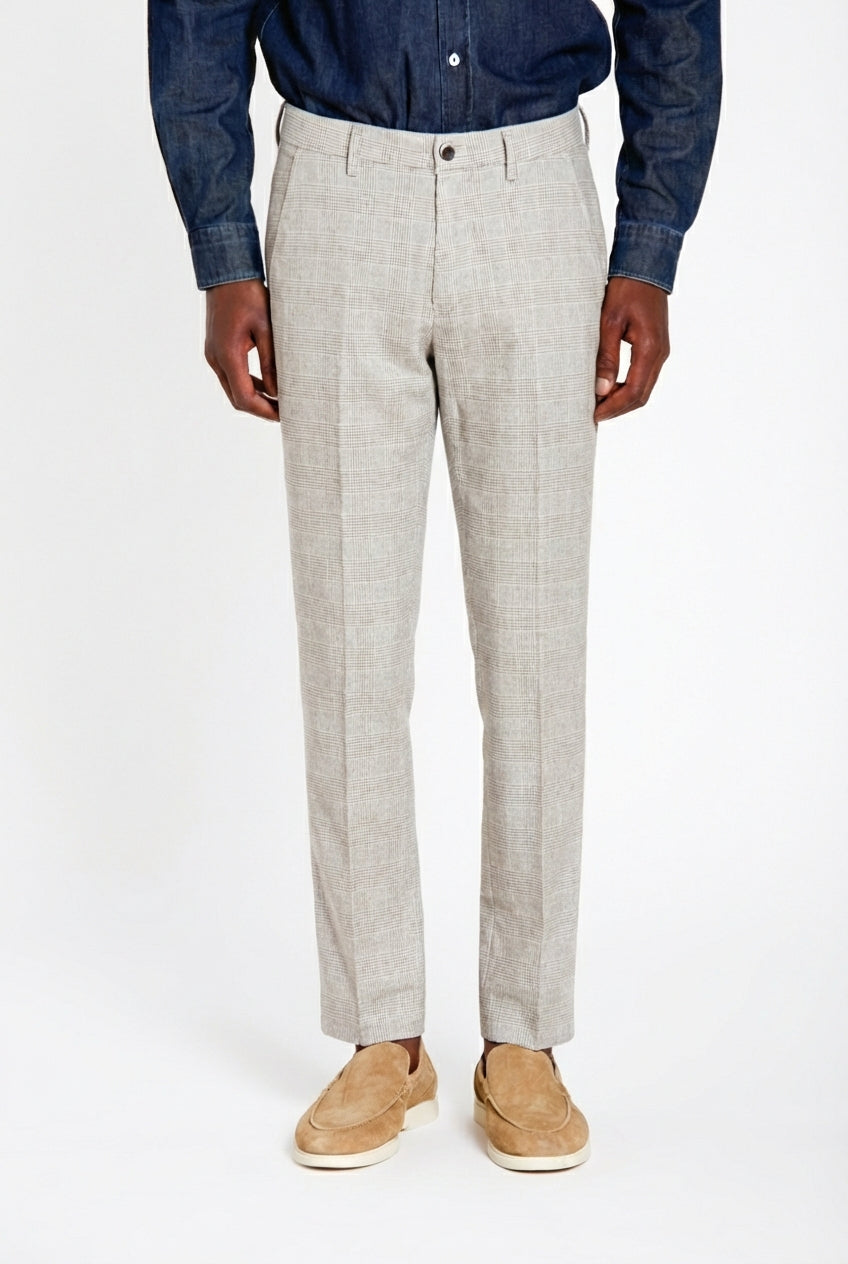 Torino pantalone chino uomo stampa galles con filato moro slim fit