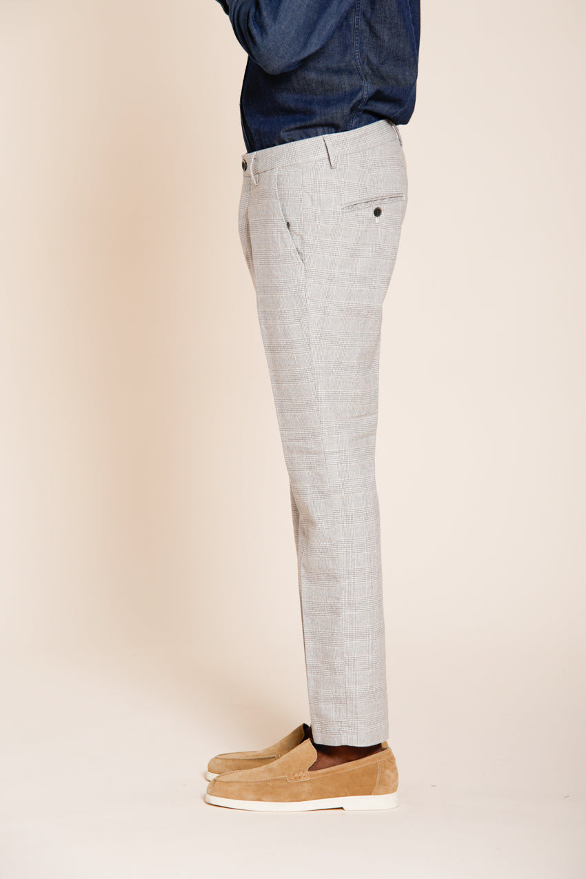 Torino Hose Chino Herren Glencheck-Muster mit dunklem Garn slim fit