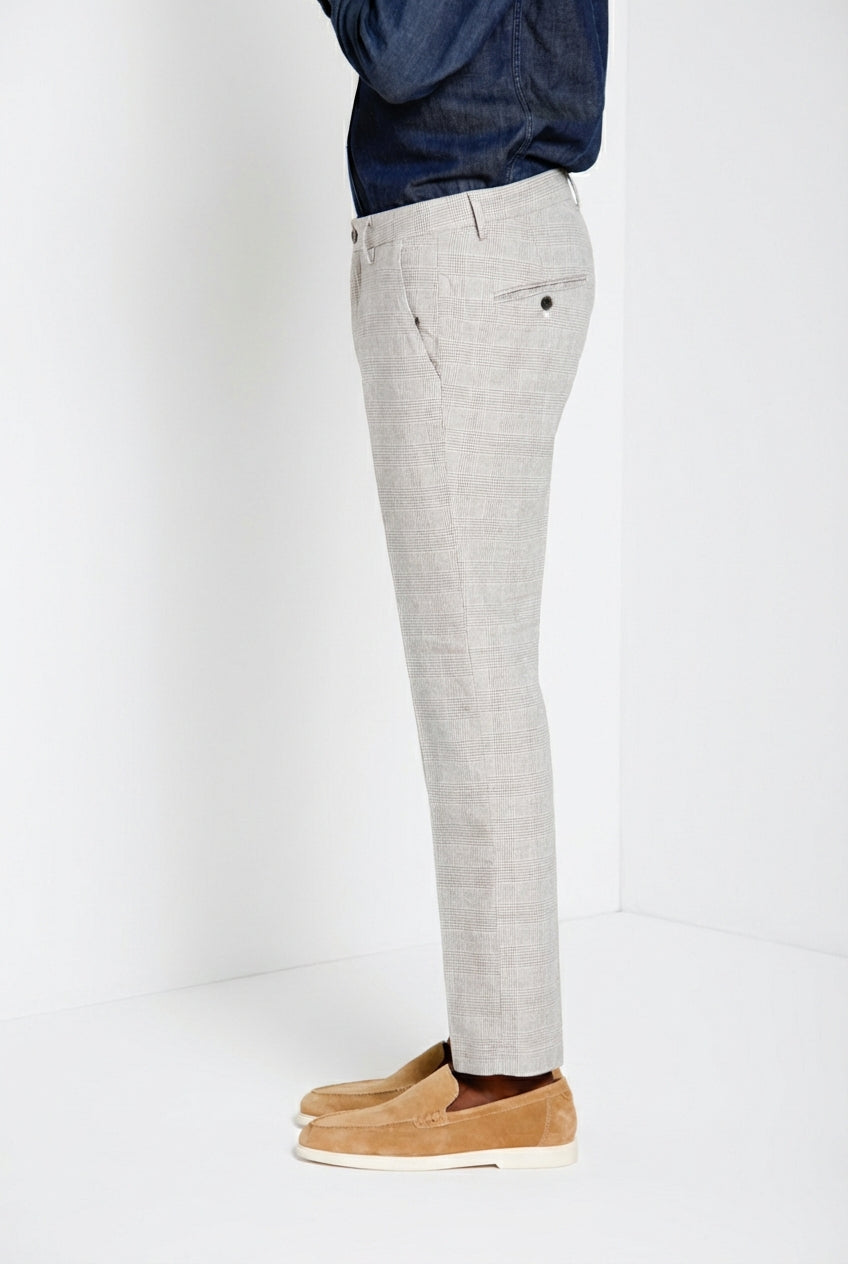Torino pantalone chino uomo stampa galles con filato moro slim fit