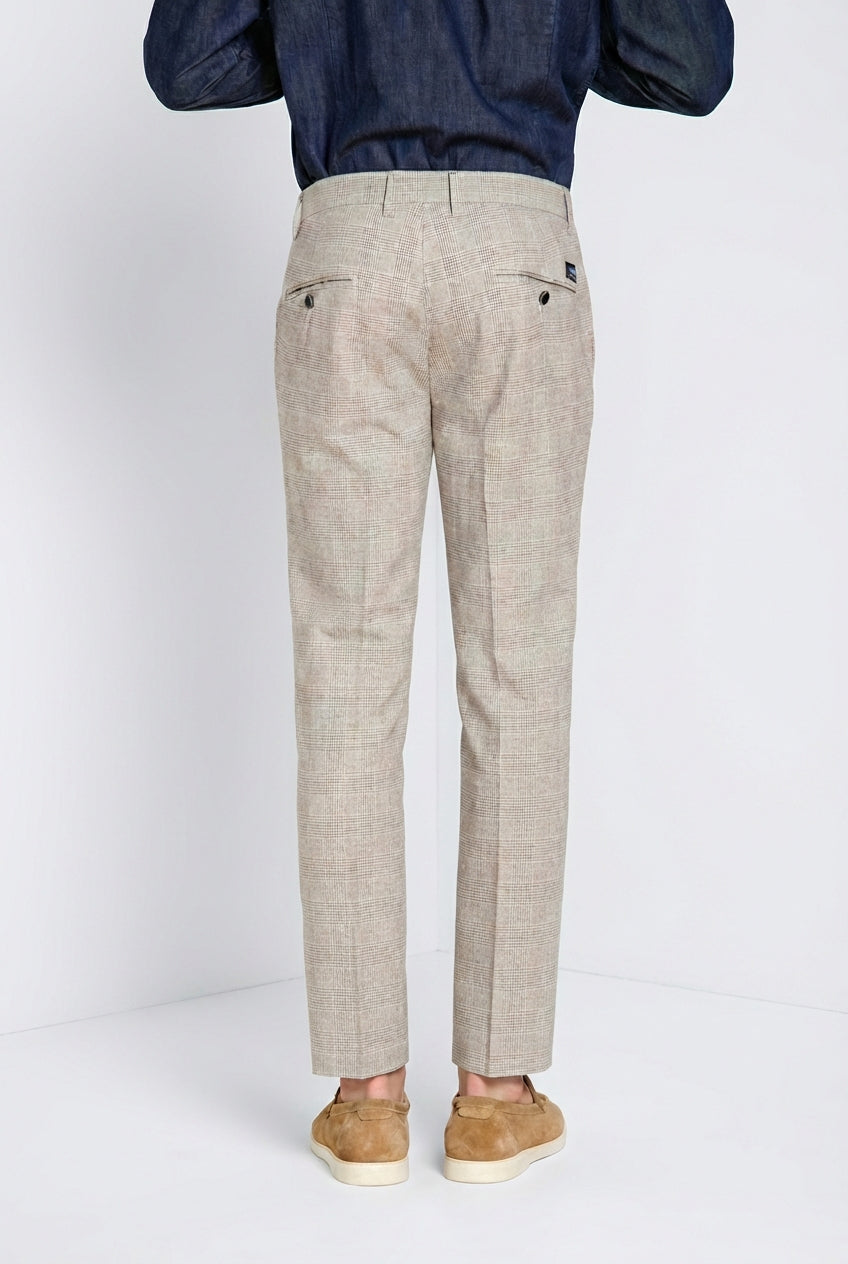 Torino pantalone chino uomo stampa galles con filato moro slim fit