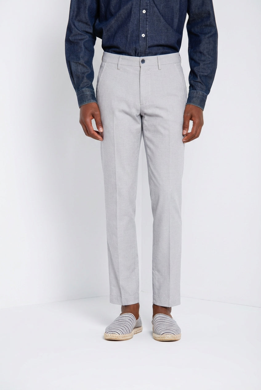 Torino pantalone chino uomo in microfantasia pied de poule tinto filo blu slim fit