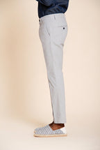 Torino Hose Chino Herren aus garngefärbtem Hahnentritt-Mikromuster blau slim fit