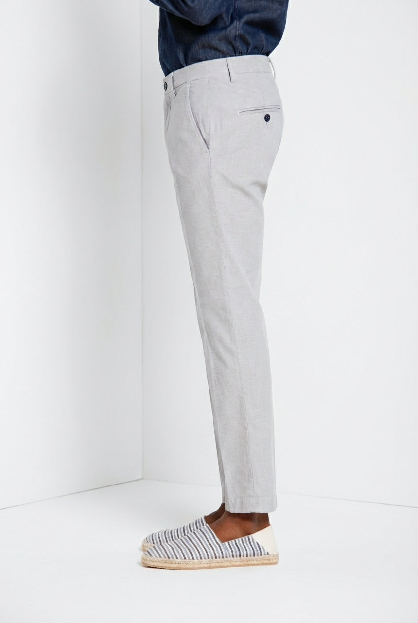 Torino pantalone chino uomo in microfantasia pied de poule tinto filo blu slim fit