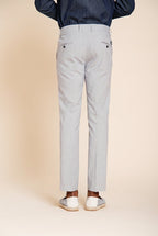 Torino Hose Chino Herren aus garngefärbtem Hahnentritt-Mikromuster blau slim fit