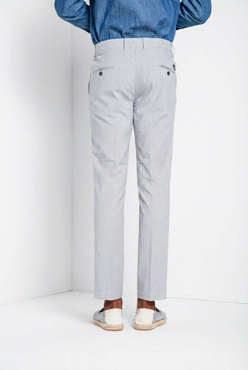 Torino pantalone chino uomo in microfantasia pied de poule tinto filo blu slim fit