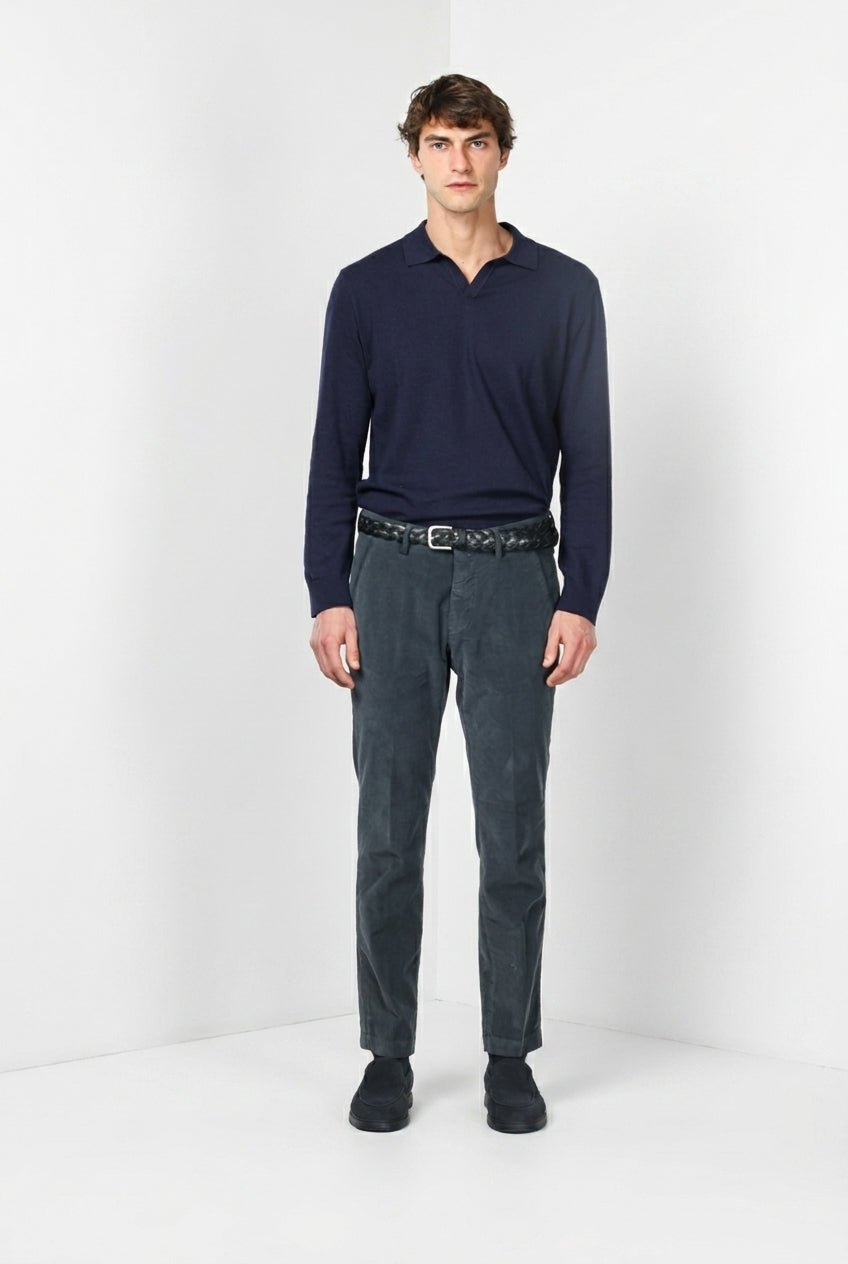 Torino pantalone chino uomo in velluto 1000 righe slim fit ①
