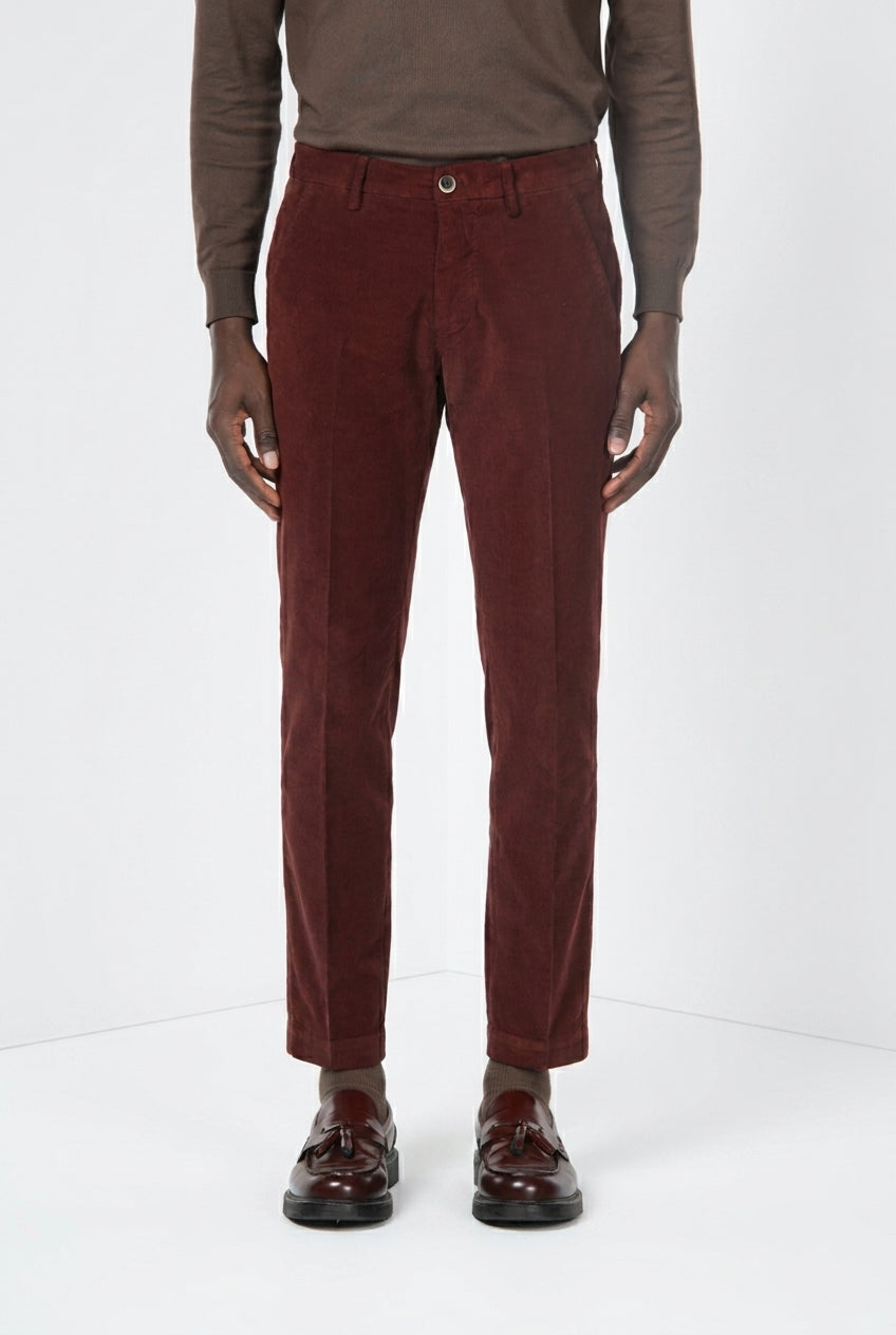 Torino pantalone chino uomo in velluto 1000 righe slim fit ①