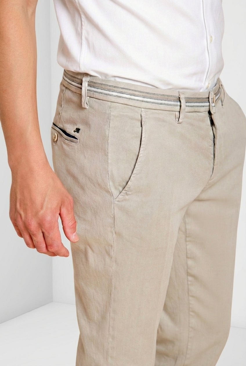 Torino Oxford pantalone chino uomo in twill di lino e cotone slim fit