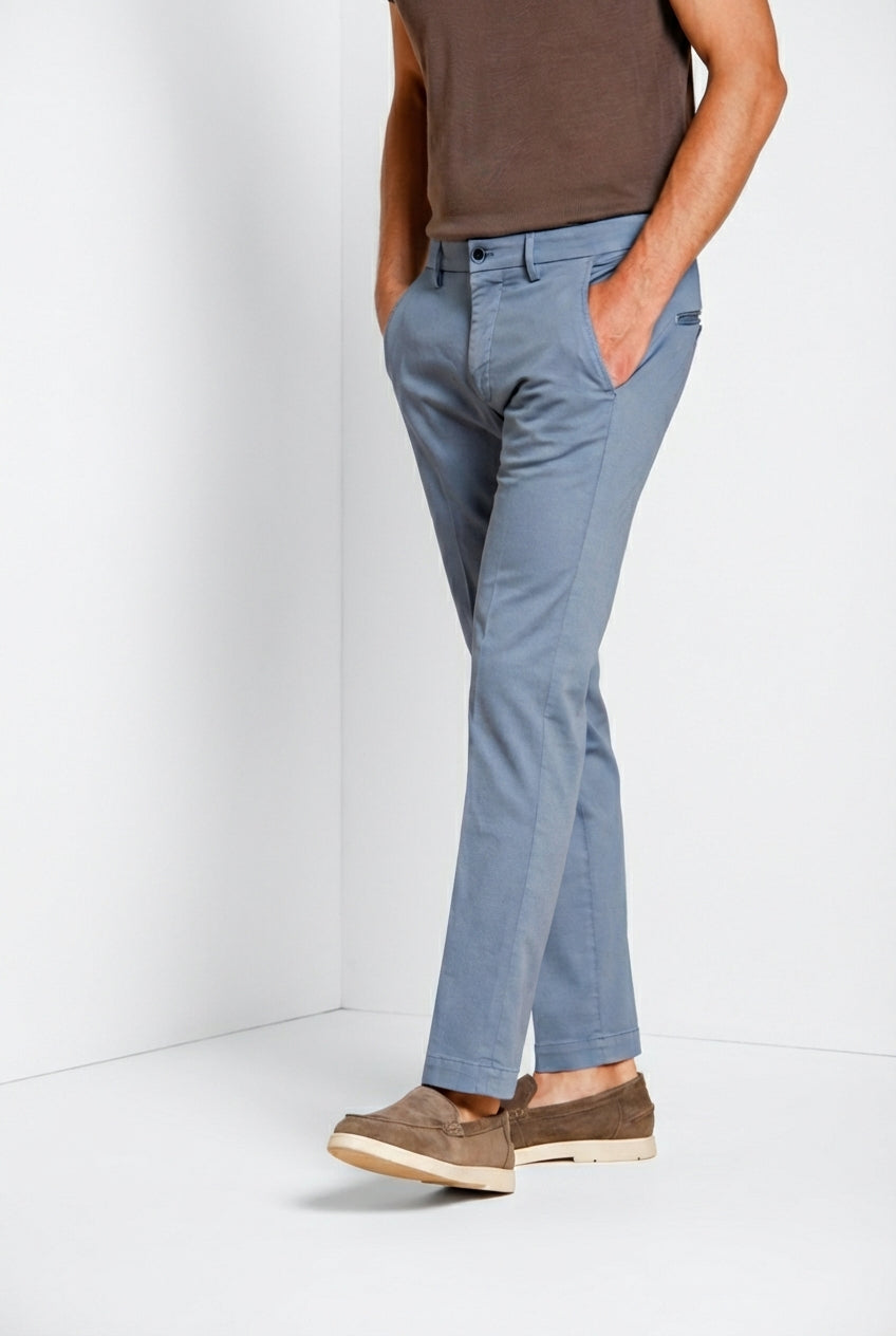 Torino Flex pantalone chino uomo in gabardina stretch slim fit ①
